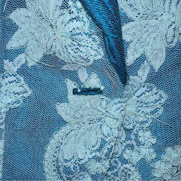 Vintage Custom Blue Lace Appliqué Blazer - Picture 4 of 15